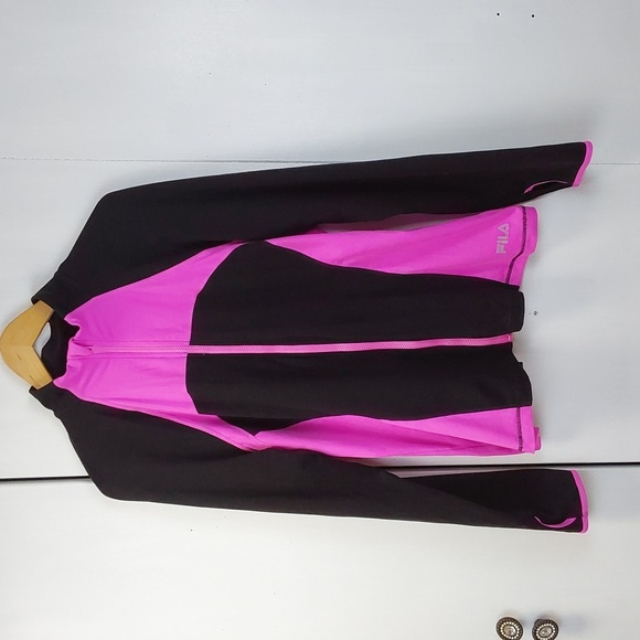 Fila Sport Black / Pink Color Block Zip Front Jacket Sporty Athleisure Sz.XL - Picture 1 of 6